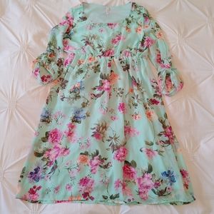 Pink Blush Size L Mint Floral Maternity Dress